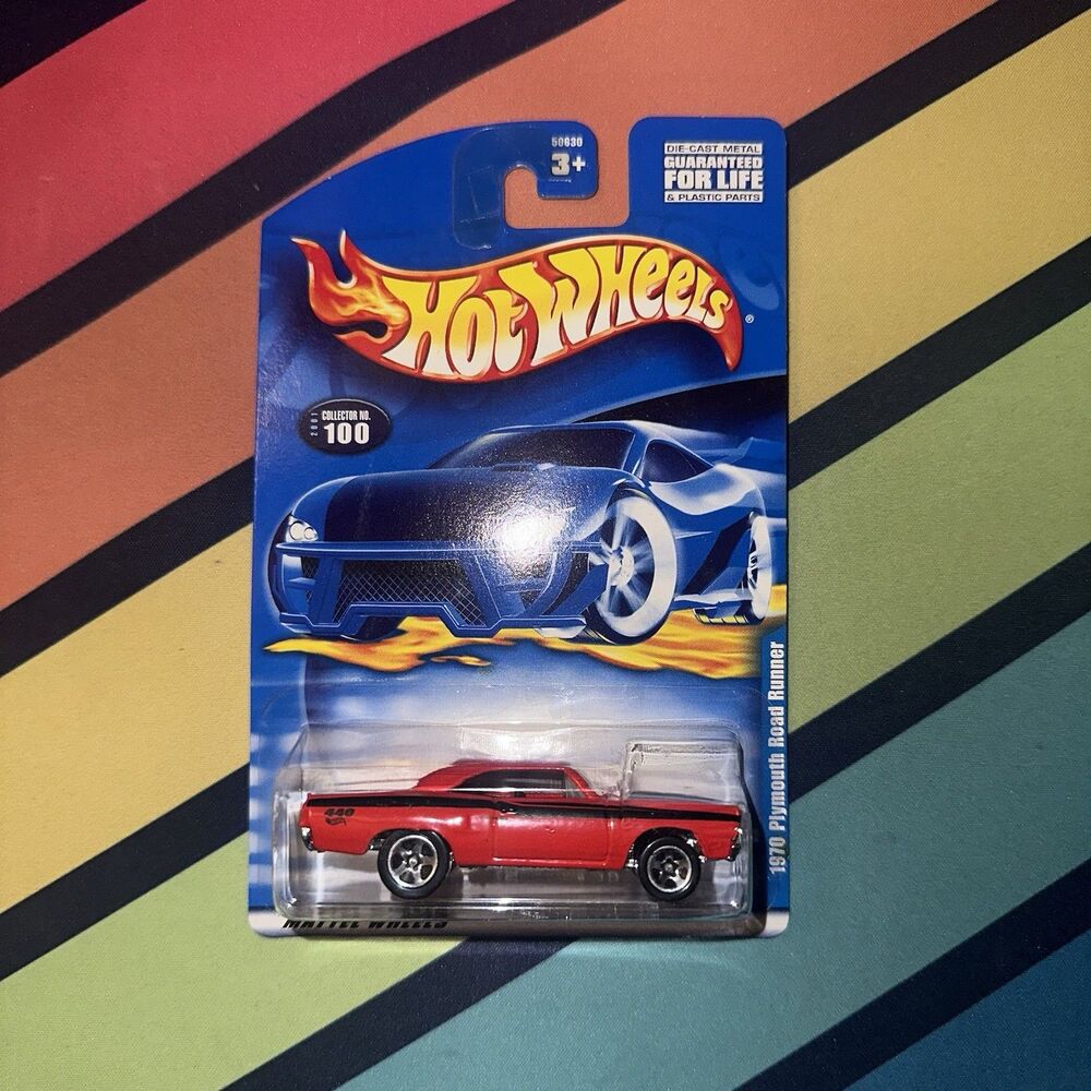 2001 Hot Wheels #100 1970 Plymouth Road Runner Red 5 Spokes 1:64